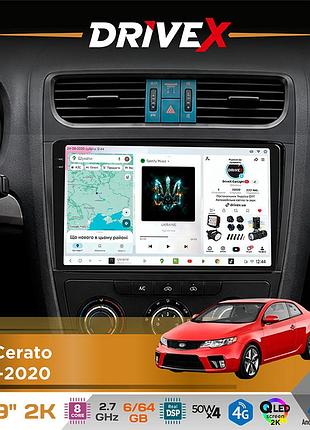 Штатная магнитола для kia cerato 2012-2020 drivex s7 2k qled 9" android 8-ядерный 2.7ггц 6x64гб sim-карта 3g/4g ak7808 ab 4x50w
