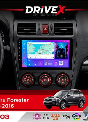 Штатна магнітола для subaru forester 2012-2016 drivex a-903 qled 9" android 4-ядерний 2+32гб 4x50w(tda7851) бездротовий carplay та