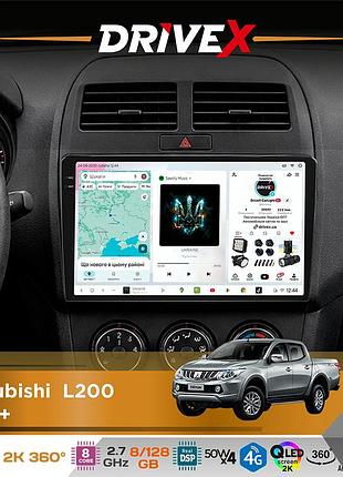 Штатная магнитола для mitsubishi l200 2015+ drivex s7+ 2k qled 9" android 8-ядерный 2.7ггц 8x128гб sim-карта 3g/4g ak7808 ab 4x50w
