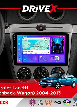 Штатна магнітола для chevrolet lacetti (hatchback-wagon) 2004-2013 drivex a-903 qled 9" android 4-ядерний 2+32гб 4x50w(tda7851)