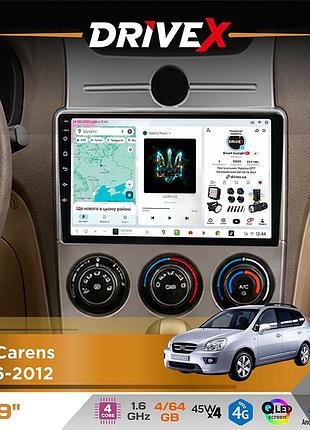 Штатная магнитола для kia carens 2006-2012 drivex s3 qled 9" android 8-ядерный 1.6ггц 4x64гб sim-карта 3g/4g 7388 4x45w asp tm2313
