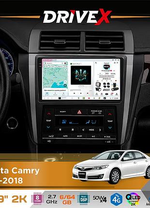 Штатная магнитола для toyota camry 2015-2018 drivex s7 2k qled 9" android 8-ядерный 2.7ггц 6x64гб sim-карта 3g/4g ak7808 ab 4x50w