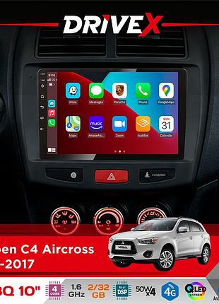 Штатна магнітола для citroen c4 aircross 2012-2017 drivex un8 qled 10" android 4-ядерний 2x32гб 4x45w бездротовий carplay та