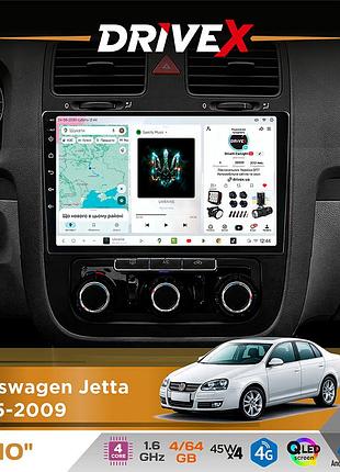 Штатная магнитола для volkswagen jetta 2005-2009 drivex s3 qled 10" android 8-ядерный 1.6ггц 4x64гб sim-карта 3g/4g 7388 4x45w asp