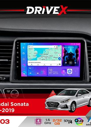 Штатная магнитола для hyundai sonata 2018-2019 drivex a-903 qled 9" android 4-ядерный 2+32гб 4x50w(tda7851) беспроводной carplay и
