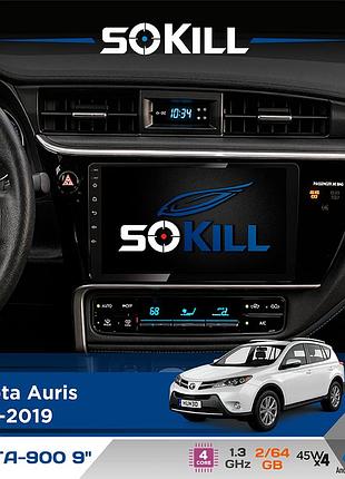 Штатна магнітола для toyota auris 2017-2019 sokill delta-900 9" android 4-ядерний 2+64гб 4x45w бездротовий carplay та androidauto