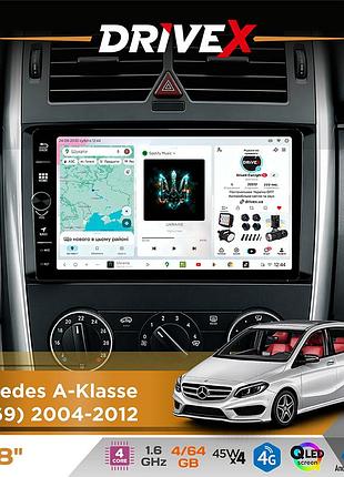 Штатная магнитола для mercedes a-klasse (w169) 2004-2012 drivex s3 qled 8" с физическими кнопками android 8-ядерный 1.6ггц 4x64гб