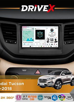 Штатна магнітола для hyundai tucson 2015-2018 drivex s7+ 2k qled 9" android 8-ядерний 2.7ггц 8x128гб sim-картка 3g/4g ak7808 ab