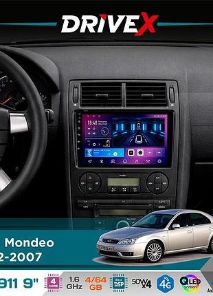 Штатна магнітола для ford mondeo 2002-2007 drivex se-911 4+64гб qled 9" android 4-ядерний 4x50w(tda7851) dsp бездротовий carplay