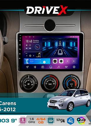 Штатна магнітола для kia carens 2006-2012 drivex se-903 qled 9" android 8-ядерний 4+64гб sim-картка 3g/4g dsp 4x50w(tda7851)