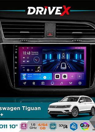 Штатная магнитола для volkswagen tiguan 2016+ drivex se-1011 qled 10" android 4-ядерный 4+64гб dsp 4x50w(tda7851) беспроводной