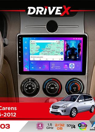 Штатна магнітола для kia carens 2006-2012 drivex a-903 qled 9" android 4-ядерний 2+32гб 4x50w(tda7851) бездротовий carplay та