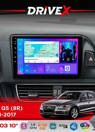 Штатна магнітола для audi q5 (8r) 2008-2017 drivex a-1003 qled 10" android 2+32гб 4-ядерний 4x50w(tda7851) бездротовий carplay та