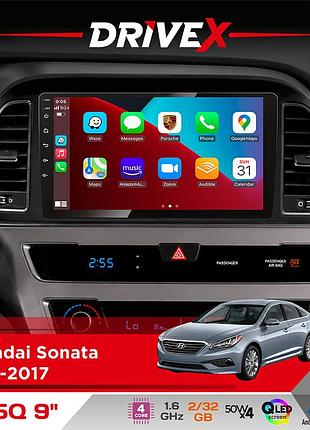 Штатная магнитола для hyundai sonata 2015-2017 drivex un5 qled 9" android 4-ядерный 2+32гб 4x45w беспроводной carplay и androidauto