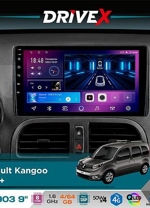Штатна магнітола для renault kangoo 2013+ drivex se-903 qled 9" android 8-ядерний 4+64гб sim-картка 3g/4g dsp 4x50w(tda7851)