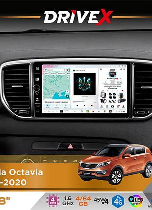 Штатна магнітола для kia sportage (ql) 2015-2018 drivex s3 qled 8" з фізичними кнопками android 8-ядерний 1.6ггц 4x64гб sim-картка