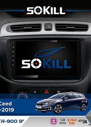 Штатна магнітола для kia ceed 2012-2019 sokill delta-900 9" android 4-ядерний 2+64гб 4x45w бездротовий carplay та androidauto
