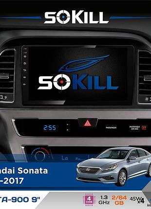 Штатная магнитола для hyundai sonata 2015-2017 sokill delta-900 9" android 4-ядерный 2+64гб 4x45w беспроводной carplay и