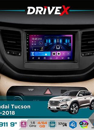 Штатная магнитола для hyundai tucson 2015-2018 drivex se-911 4+64гб qled 9" android 4-ядерный 4x50w(tda7851) dsp беспроводной