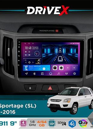 Штатна магнітола для kia sportage (sl) 2010-2016 drivex se-911 4+64гб qled 9" android 4-ядерний 4x50w(tda7851) dsp бездротовий