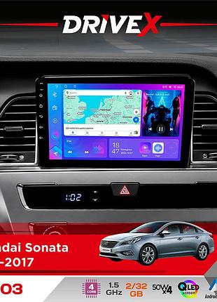 Штатна магнітола для hyundai sonata 2015-2017 drivex a-903 qled 9" android 4-ядерний 2+32гб 4x50w(tda7851) бездротовий carplay та
