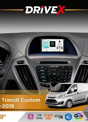 Штатная магнитола для ford transit custom 2012-2018 drivex s3 qled 9" android 8-ядерный 1.6ггц 4x64гб sim-карта 3g/4g 7388 4x45w
