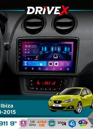 Штатная магнитола для seat ibiza 2008-2015 drivex se-911 4+64гб qled 9" android 4-ядерный 4x50w(tda7851) dsp беспроводной carplay и