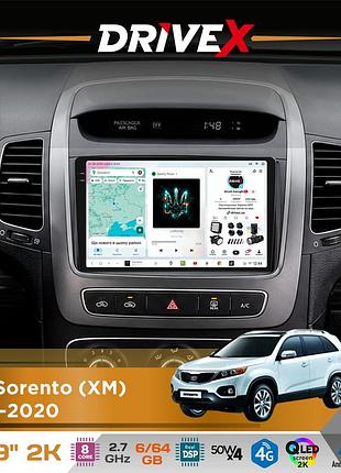 Штатная магнитола для kia sorento (xm) 2012-2020 drivex s7 2k qled 9" android 8-ядерный 2.7ггц 6x64гб sim-карта 3g/4g ak7808 ab