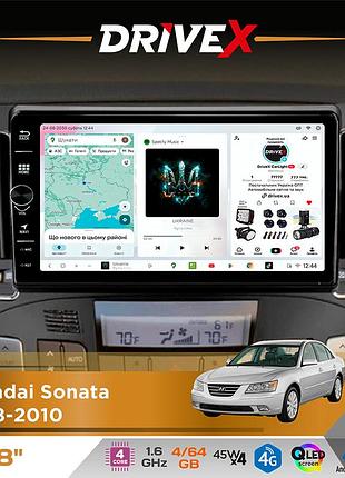 Штатная магнитола для hyundai sonata 2008-2010 drivex s3 qled 8" с физическими кнопками android 8-ядерный 1.6ггц 4x64гб sim-карта