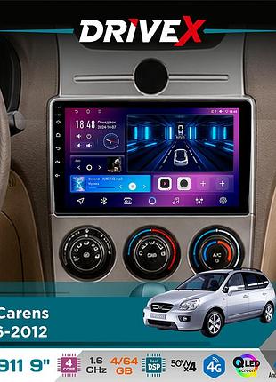 Штатная магнитола для kia carens 2006-2012 drivex se-911 4+64гб qled 9" android 4-ядерный 4x50w(tda7851) dsp беспроводной carplay и
