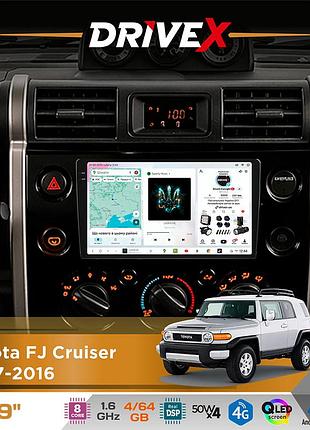 Штатная магнитола для toyota fj cruiser 2007-2016 drivex s4 qled 9" android 8-ядерный 1.6ггц 4x64гб sim-карта 3g/4g tda7851 4x50w