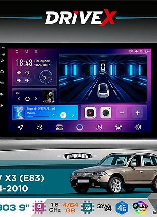 Штатная магнитола для bmw x3 (e83) 2004-2010 drivex se-903 qled 9" android 8-ядерный 4+64гб sim-карта 3g/4g dsp 4x50w(tda7851)