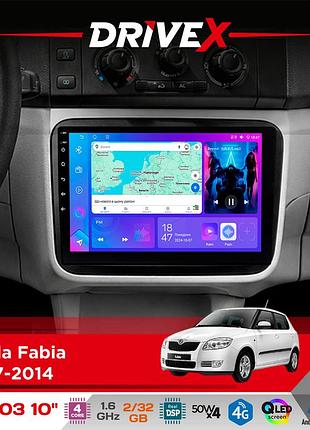 Штатная магнитола для skoda fabia 2007-2014 drivex a-1003 qled 10" android 2+32гб 4-ядерный 4x50w(tda7851) беспроводной carplay и