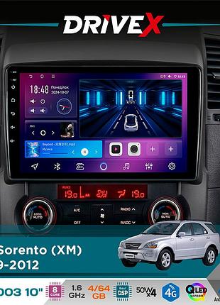 Штатна магнітола для kia sorento (xm) 2009-2012 drivex se-1003 qled 10" android 8-ядерний 4+64гб sim-картка 3g/4g dsp