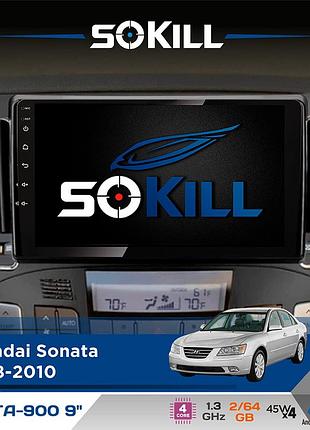 Штатная магнитола для hyundai sonata 2008-2010 sokill delta-900 9" android 4-ядерный 2+64гб 4x45w беспроводной carplay и