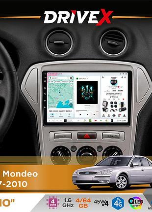 Штатна магнітола для ford mondeo 2007-2010 drivex s3 qled 10" android 8-ядерний 1.6ггц 4x64гб sim-картка 3g/4g 7388 4x45w asp