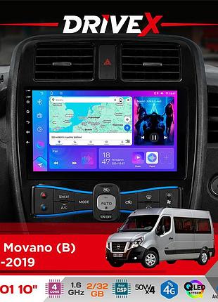 Штатная магнитола для renault master 2010-2019 drivex a-1001 10" android 4-ядерный 2+32гб 4x45w беспроводной carplay и androidauto