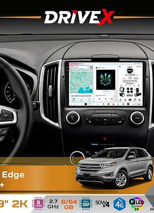 Штатна магнітола для ford edge 2015+ drivex s7 2k qled 9" android 8-ядерний 2.7ггц 6x64гб sim-картка 3g/4g ak7808 ab 4x50w dsp