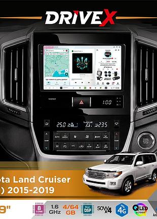 Штатна магнітола для toyota land cruiser (200) 2015-2019 drivex s4 qled 9" android 8-ядерний 1.6ггц 4x64гб sim-картка 3g/4g