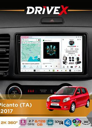 Штатная магнитола для kia picanto (ta) 2011-2017 drivex s7+ 2k qled 9" android 8-ядерный 2.7ггц 8x128гб sim-карта 3g/4g ak7808 ab