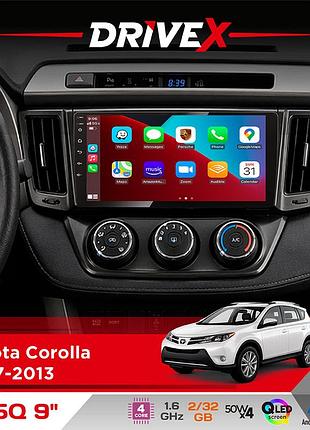 Штатная магнитола для toyota corolla 2007-2013 drivex un5 qled 9" android 4-ядерный 2+32гб 4x45w беспроводной carplay и androidauto