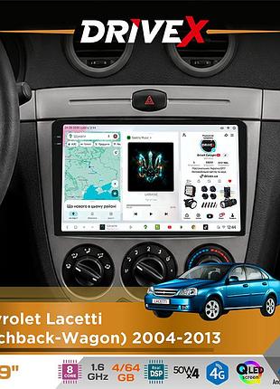 Штатная магнитола для chevrolet lacetti (hatchback-wagon) 2004-2013 drivex s4 qled 9" android 8-ядерный 1.6ггц 4x64гб sim-карта