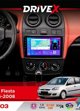 Штатная магнитола для ford fiesta 2005-2008 drivex a-903 qled 9" android 4-ядерный 2+32гб 4x50w(tda7851) беспроводной carplay и