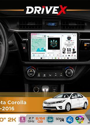 Штатная магнитола для toyota corolla 2013-2016 drivex s7 2k qled 10" android 8-ядерный 2.7ггц 6x64гб sim-карта 3g/4g ak7808 ab