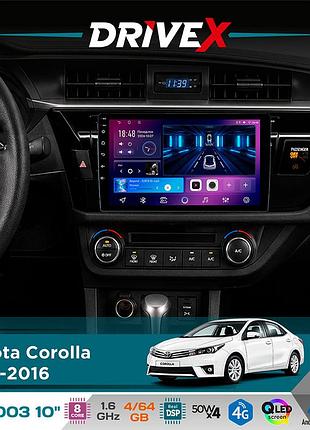 Штатная магнитола для toyota corolla 2013-2016 drivex se-1003 qled 10" android 8-ядерный 4+64гб sim-карта 3g/4g dsp 4x50w(tda7851)