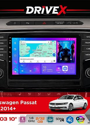 Штатная магнитола для volkswagen passat (b8) 2014+ drivex a-1003 qled 10" android 2+32гб 4-ядерный 4x50w(tda7851) беспроводной