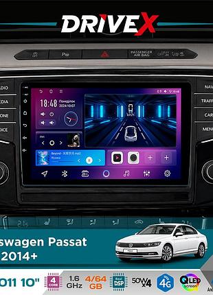 Штатная магнитола для volkswagen passat (b8) 2014+ drivex se-1011 qled 10" android 4-ядерный 4+64гб dsp 4x50w(tda7851) беспроводной