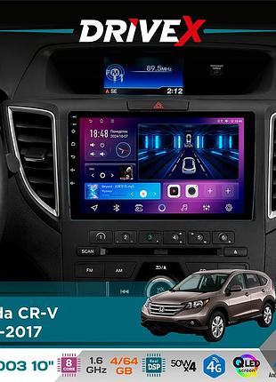 Штатная магнитола для honda cr-v 2012-2017 drivex se-1003 qled 10" android 8-ядерный 4+64гб sim-карта 3g/4g dsp 4x50w(tda7851)