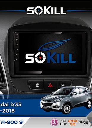 Штатная магнитола для hyundai ix35 2010-2018 sokill delta-900 9" android 4-ядерный 2+64гб 4x45w беспроводной carplay и androidauto