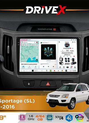 Штатная магнитола для kia sportage (sl) 2010-2016 drivex s4 qled 9" android 8-ядерный 1.6ггц 4x64гб sim-карта 3g/4g tda7851 4x50w